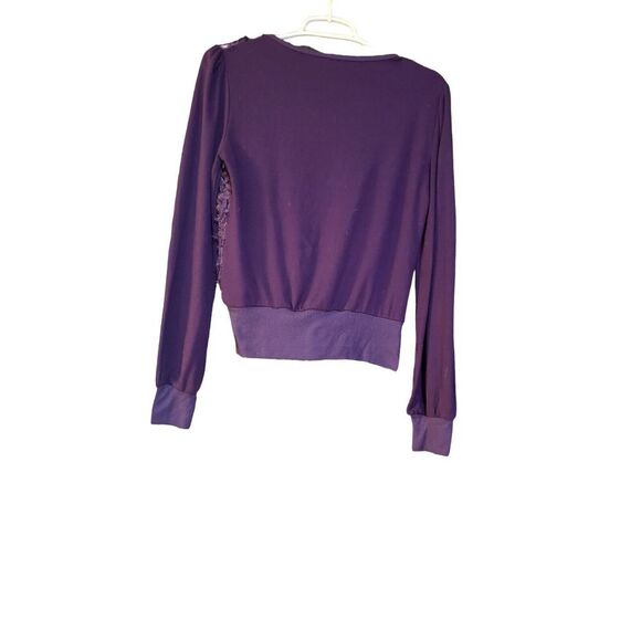 Ryu Knit Cardigan Sweater‎ Purple flower Appliqué fine knit shrug top Size M - Picture 2 of 16